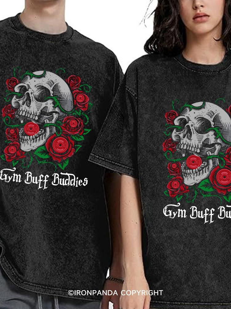 gym buff buddies Washed Matching couple Gym Shirt