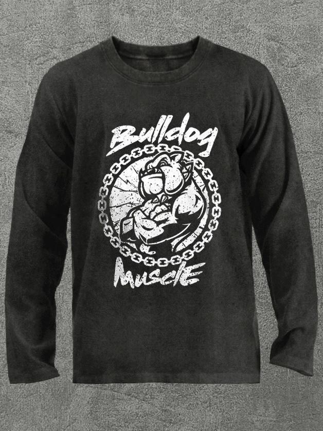 bulldog muscle Washed Gym Long Sleeve Shirt