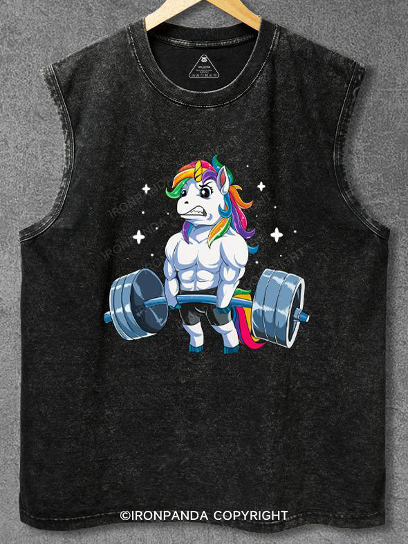weightlifting unicorn Washed Gym Tank