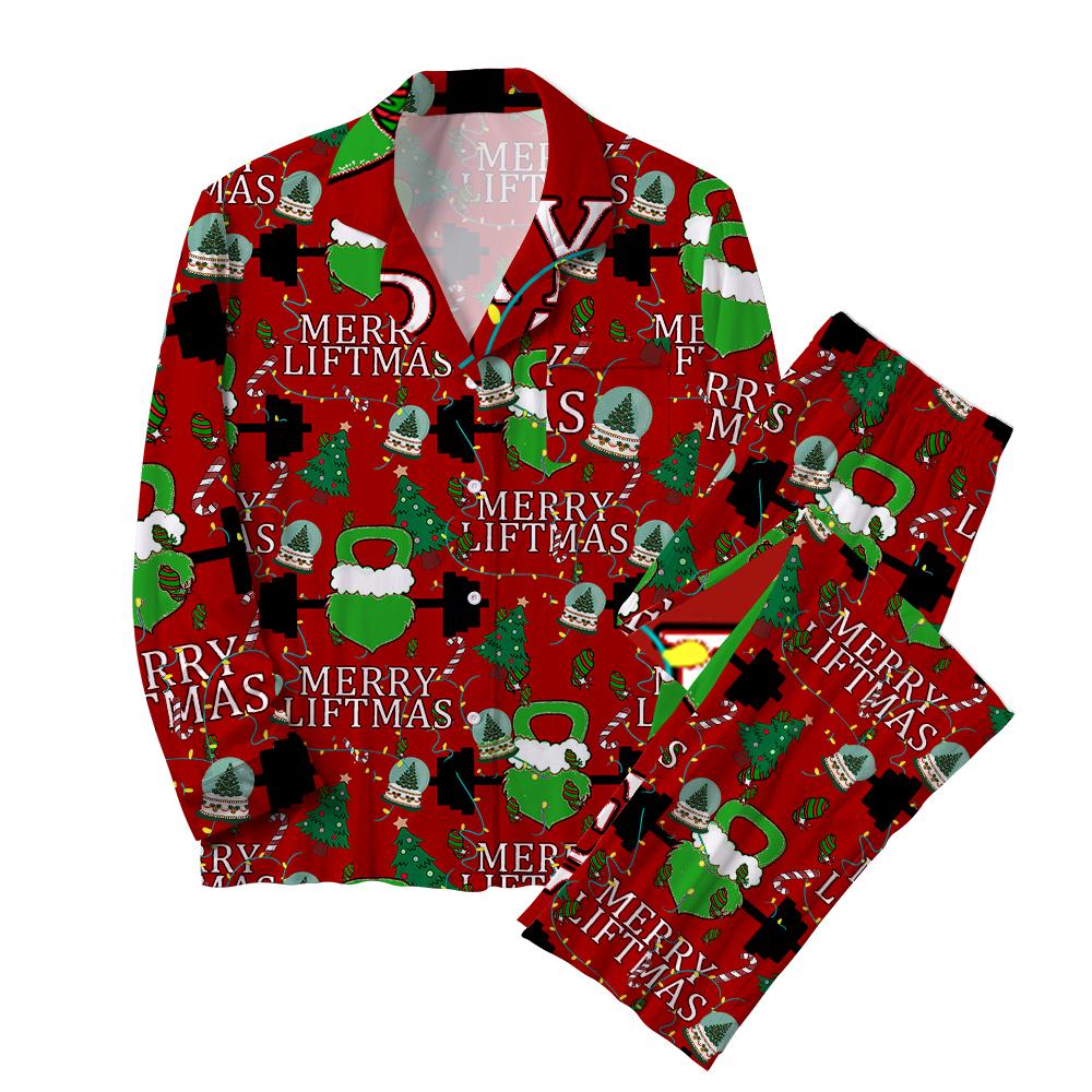 Merry Liftmas IRONPANDA Christmas Cotton 2-Piece Pajama Sets