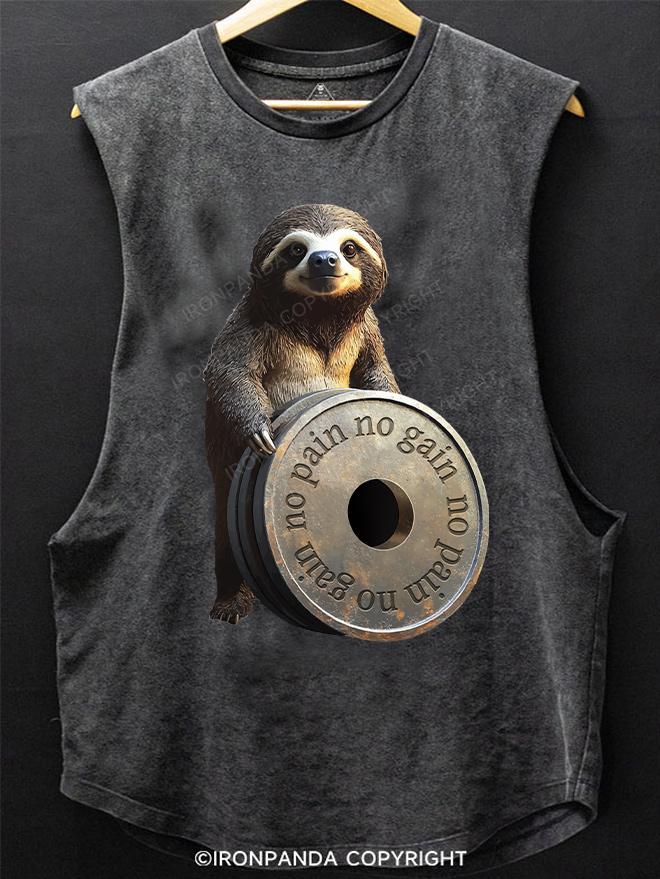 no pain no gain sloth SCOOP BOTTOM COTTON TANK