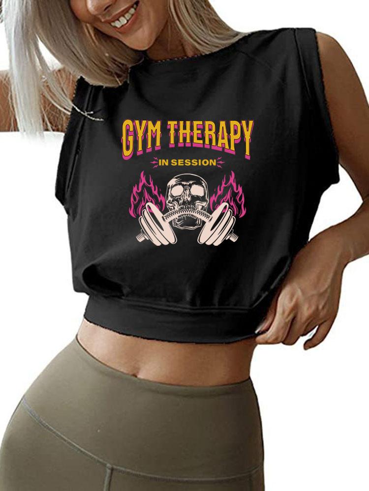GYM THERAPY IN SESSION SLEEVELESS CROP TOPS