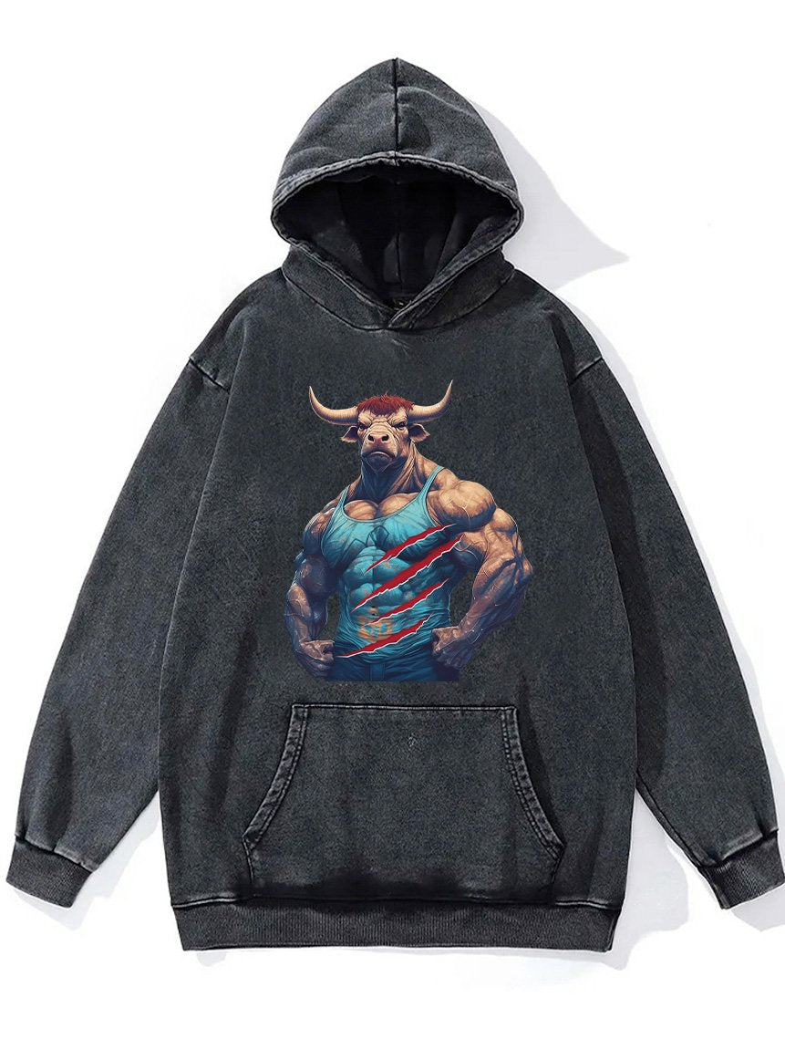muscle tauren Washed Gym Hoodie