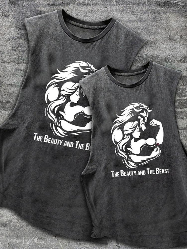 The Beauty and the Beast Scoop Bottom Cotton Matching Gym Tank