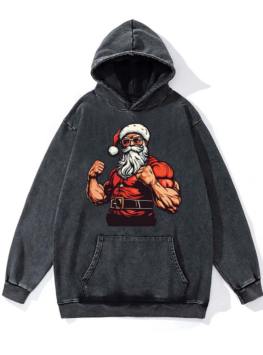 muscle santa Claus Washed Gym Hoodie