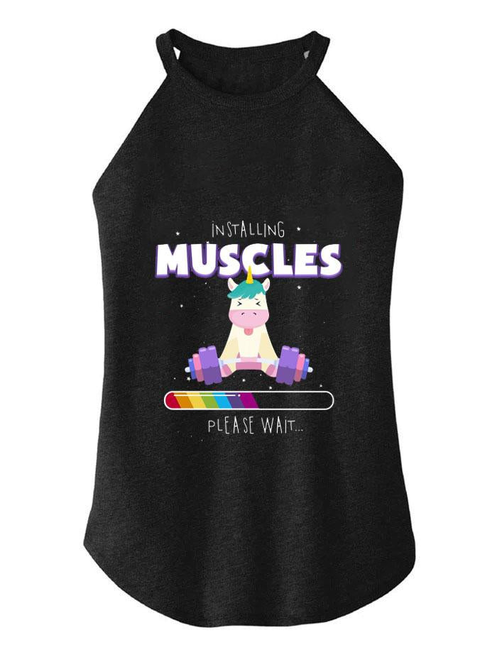 UNICORN INSTALLING MUSCLES ROCKER COTTON TANK
