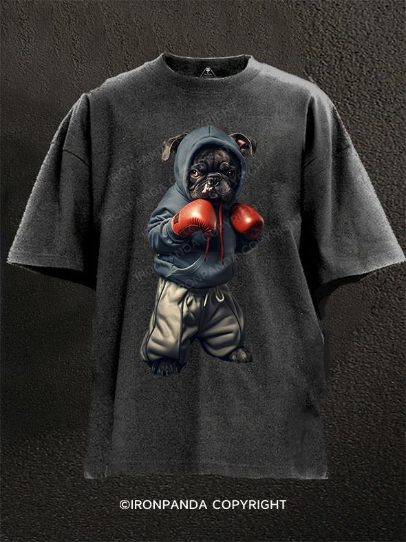 boxing bulldog Washed Gym Shirt