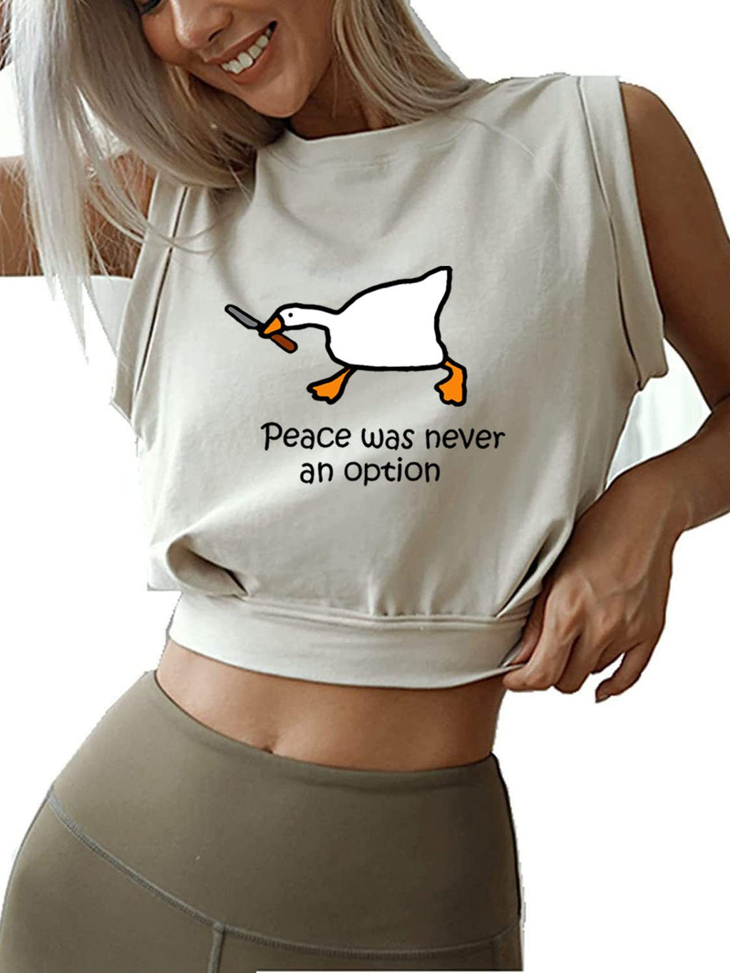 PEACE WAS NEVER AN OPTION SLEEVELESS CROP TOPS