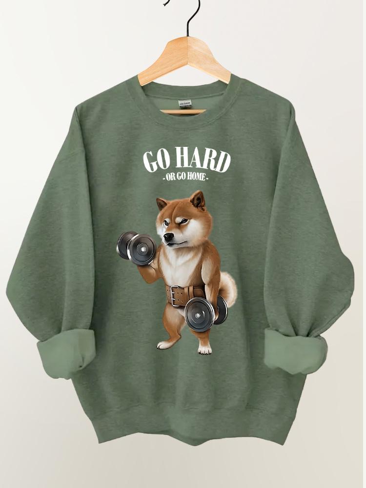 Go hard or go home Shiba dog Vintage Gym Sweatshirt