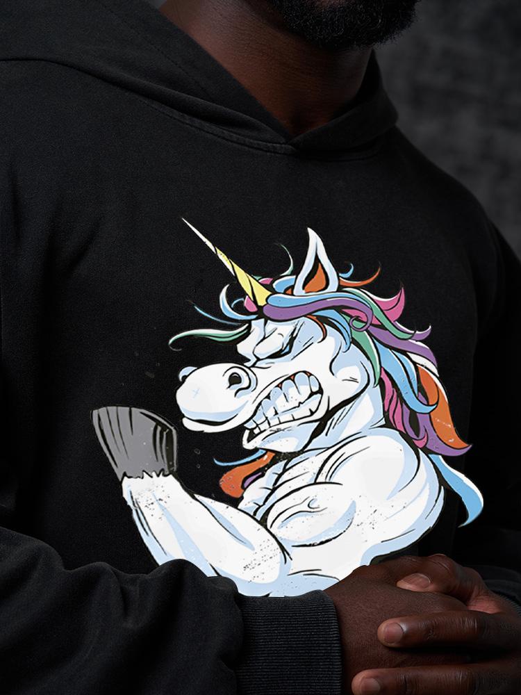 muscular unicorn Washed Gym Hoodie