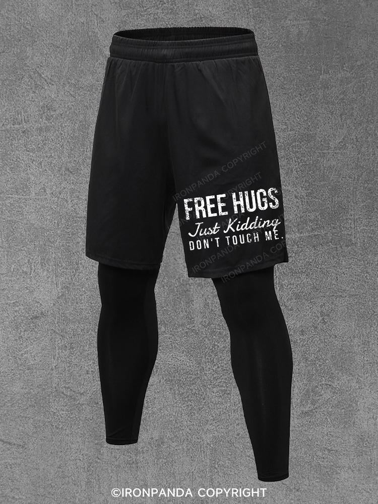 Free Hugs Just Kidding Don't Touch Me Performance Training Pants