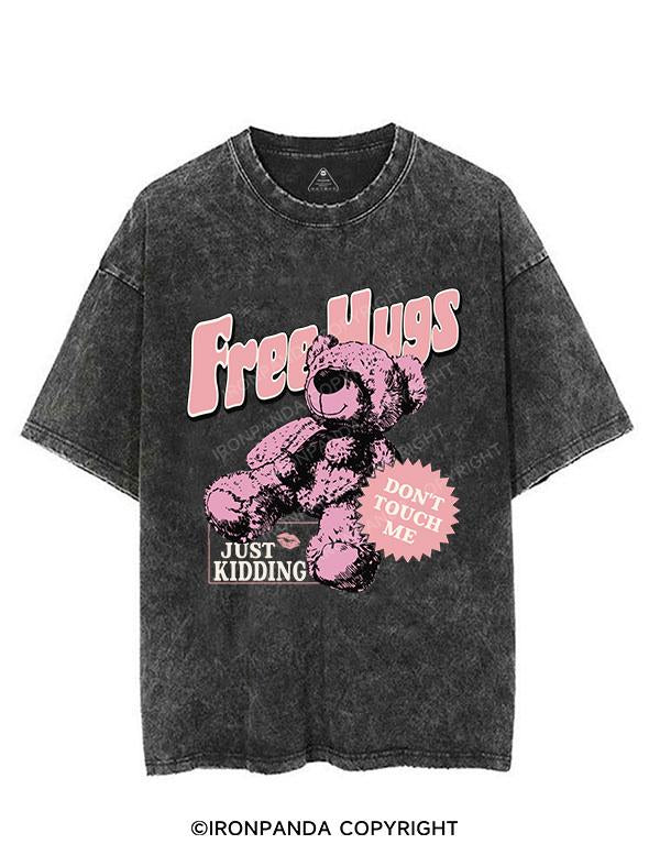 FREE HUGS JUST KIDDING DON'T TOUCH ME VINTAGE GYM SHIRT