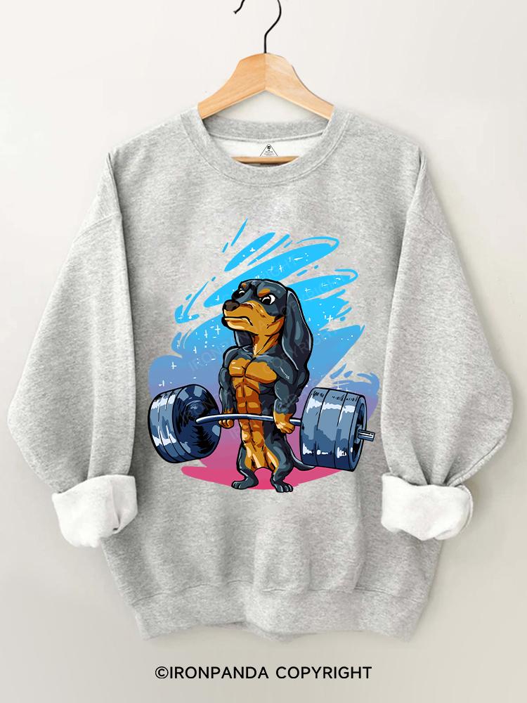 Dachshund Dog Weightlifting Gym Sweatshirt