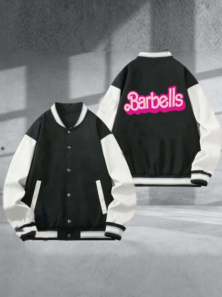 Barbell Printed Baseball Jacket