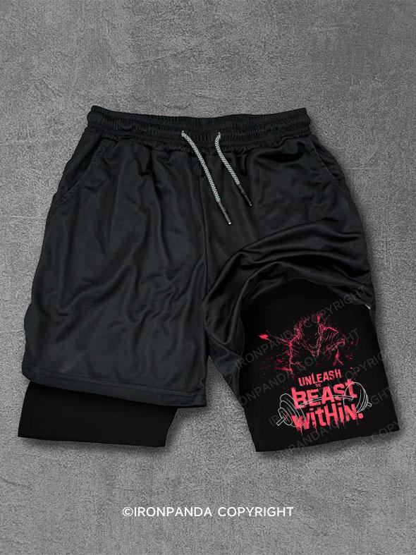 unleash the beast within red Performance Training Shorts