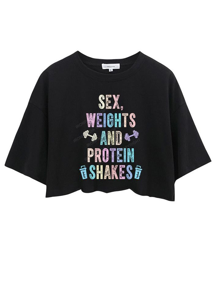 SEX WEIGHTS AND PROTEIN SHAKES CROP TOPS