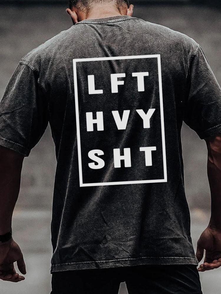 lft hvy sht back printed Washed Gym Shirt