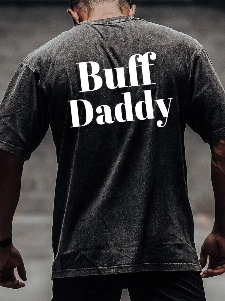 buff daddy back printed Washed Gym Shirt