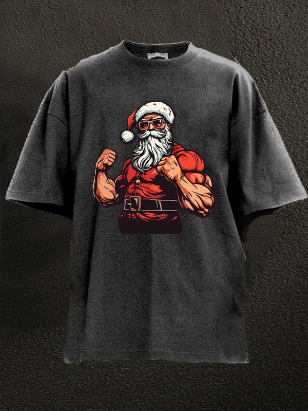 muscle santa claus Washed Gym Shirt