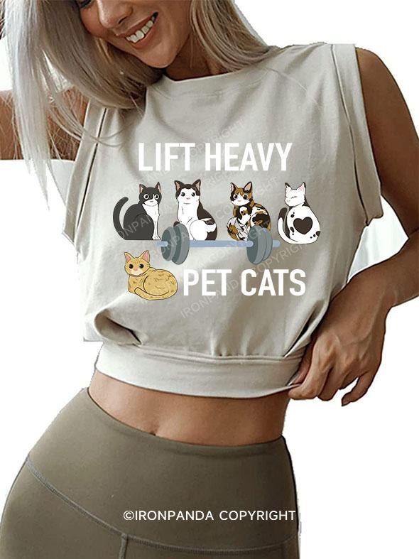 LIFT HEAVY PET CATS SLEEVELESS CROP TOPS