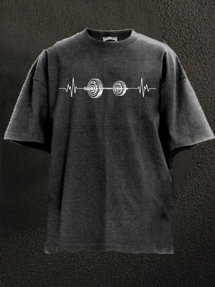 Barbell Heartbeat Washed Gym Shirt