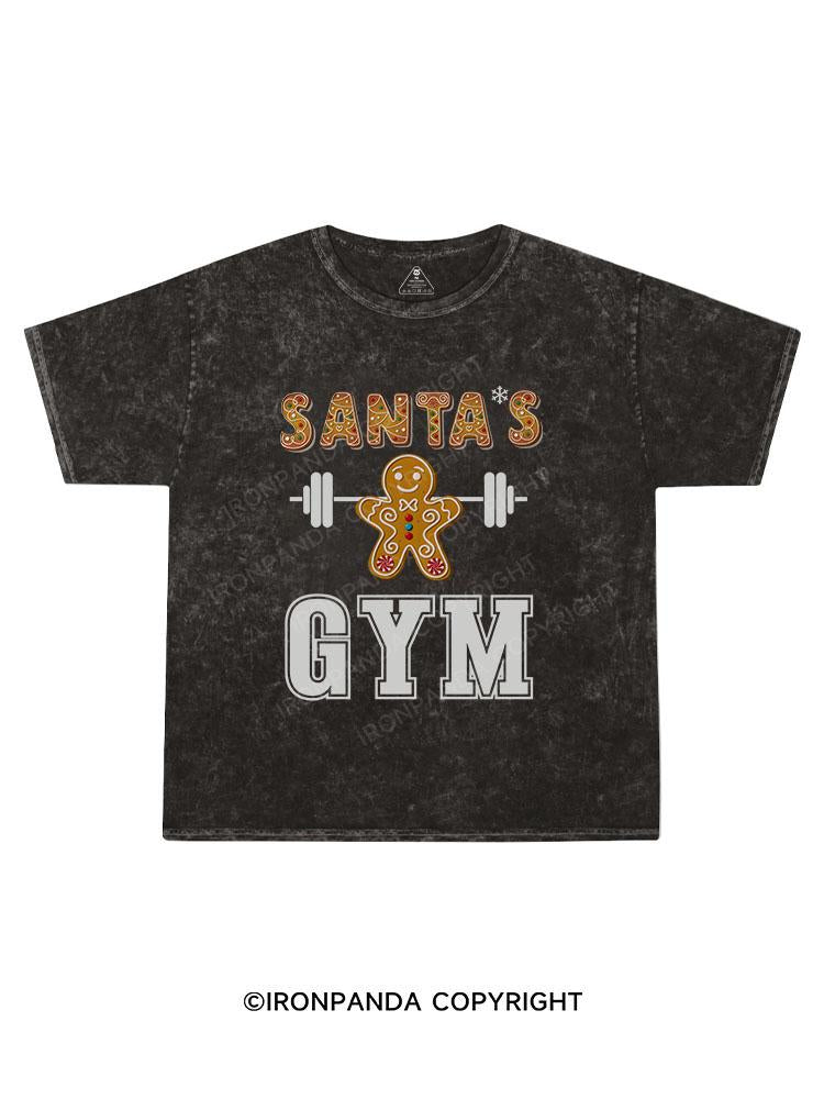 Santa's Gym Kids Washed T-Shirt