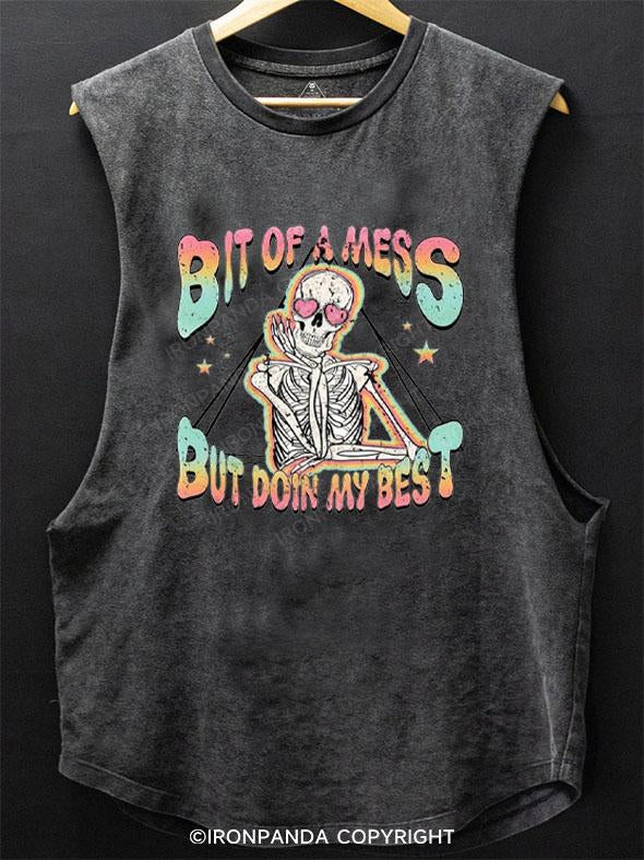 BIT OF A MESS BUT DOIN MY BEST SCOOP BOTTOM COTTON TANK