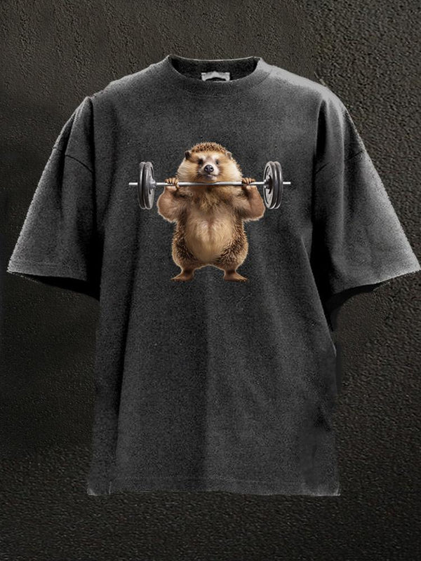 weightlifting hedgehog Washed Gym Shirt