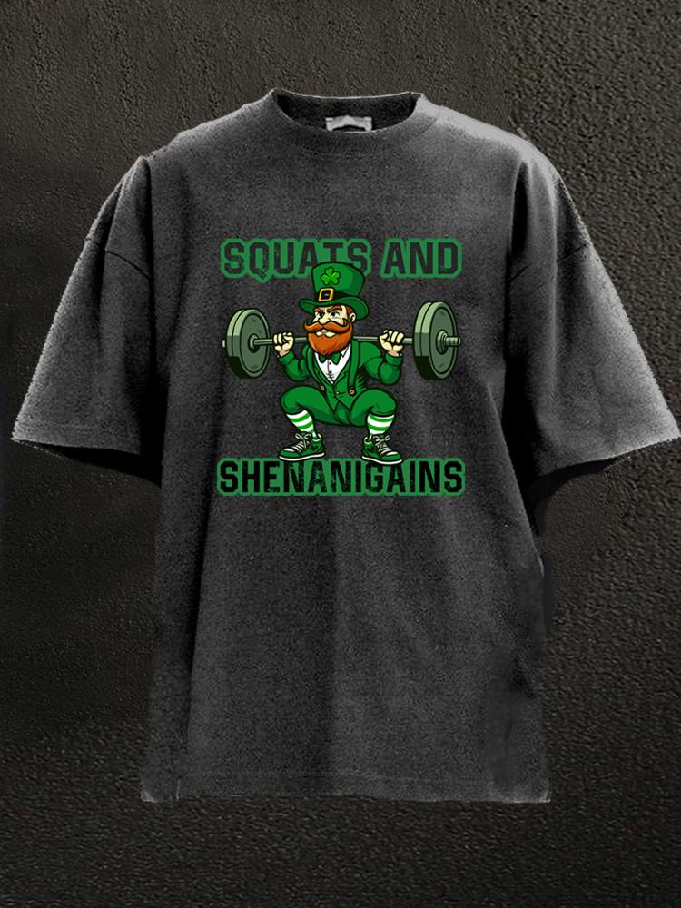 squats and shenanigains Washed Gym Shirt