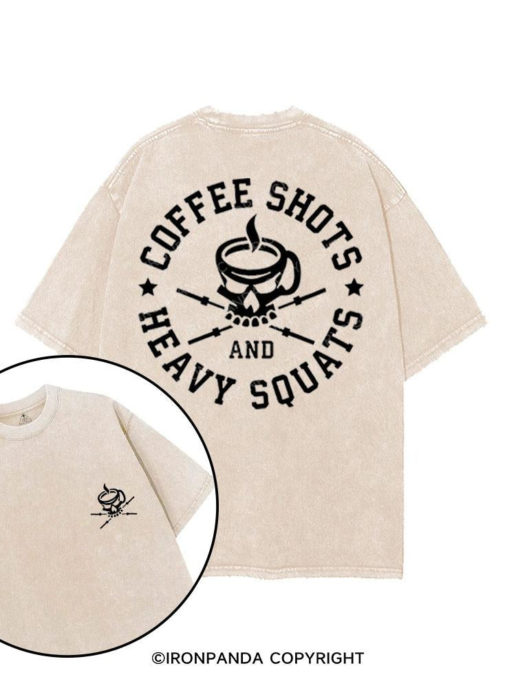 COFFEE SHOTS HEAVY SQUATS printed Gym Shirt