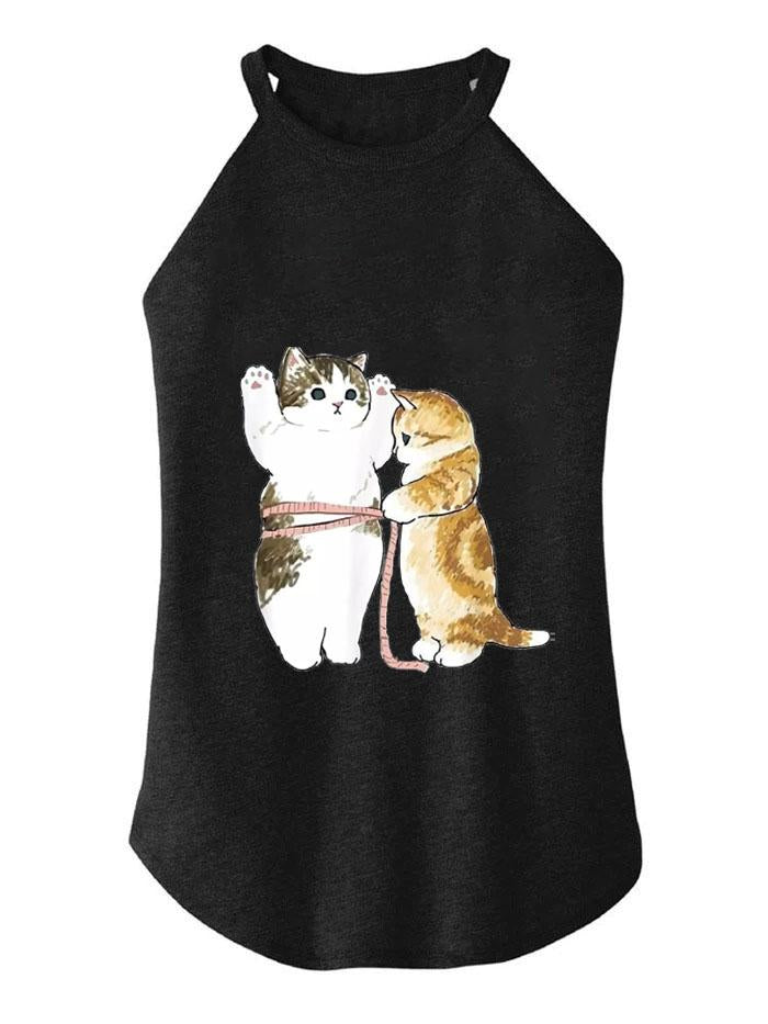 GYM CAT DIET FITNESS  TRI ROCKER COTTON TANK