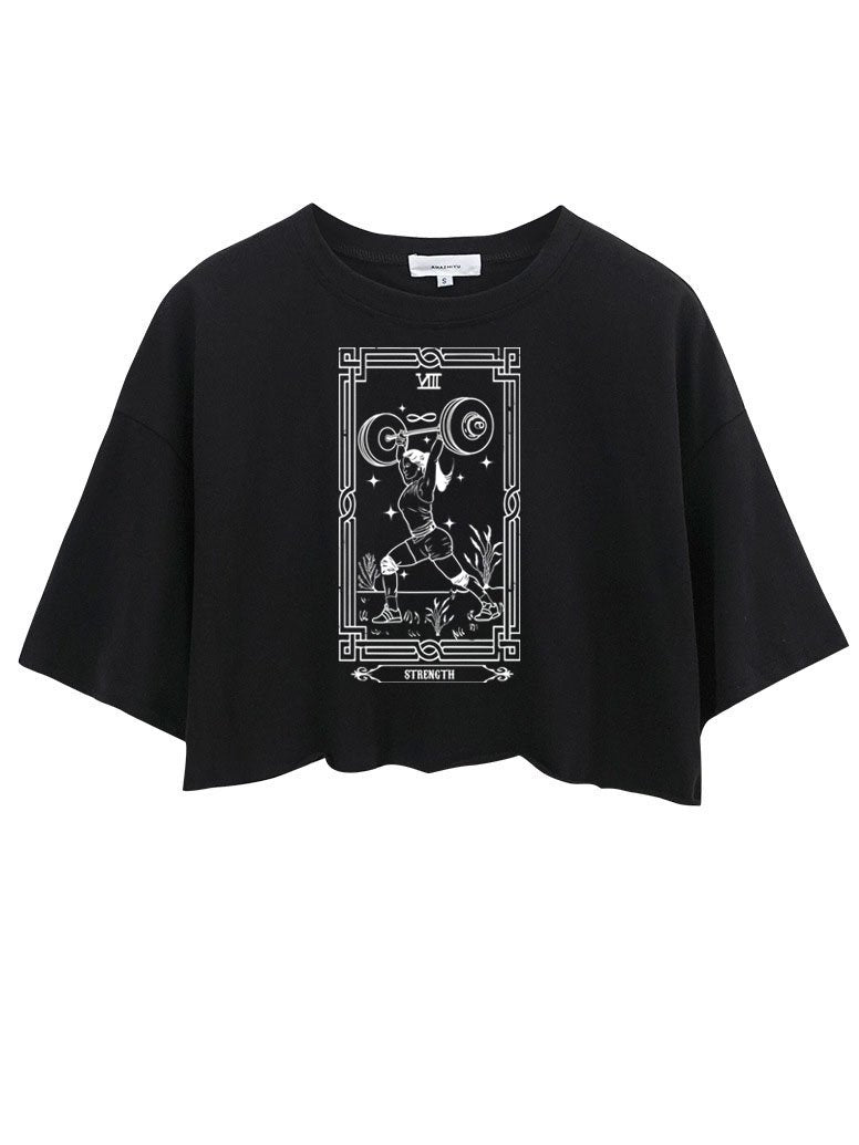 TAROT CARD STRENGTH crop tops