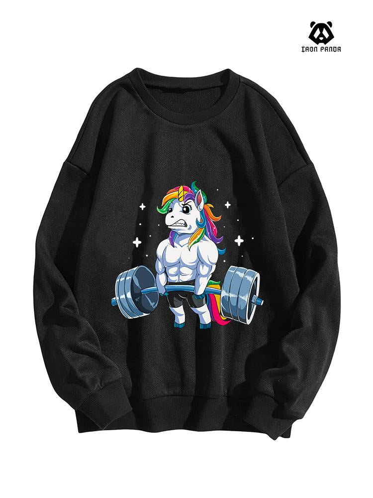 WEIGHTLIFTING UNICORN women's oversized Crewneck sweatshirt