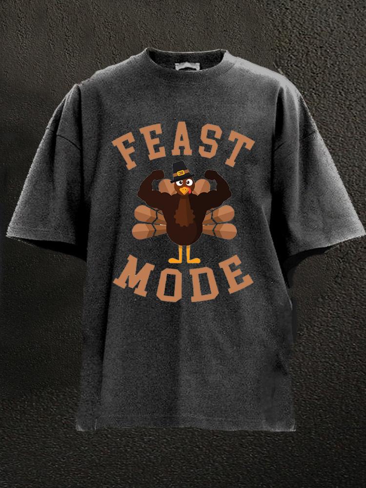 feast mode turkey Thanksgiving Washed Gym Shirt