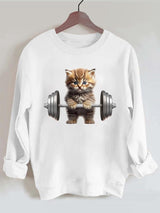 Weightlifting Cat Vintage Gym Sweatshirt