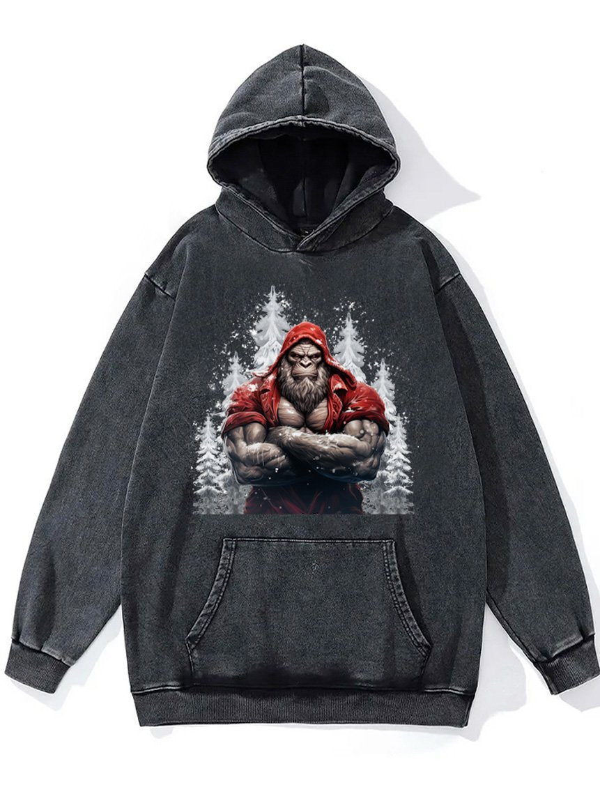 muscle santa gorilla Washed Gym Hoodie