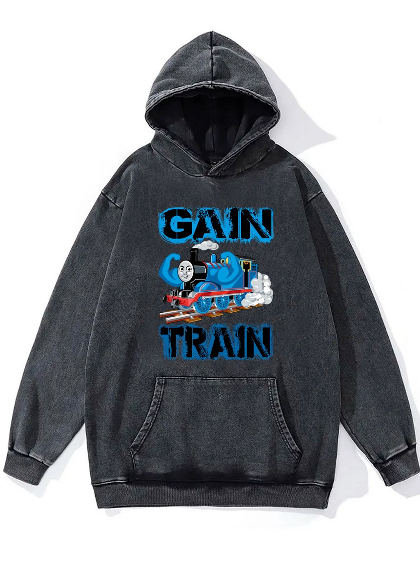 GAIN TRAIN TANK ENGINE Washed Gym Hoodie