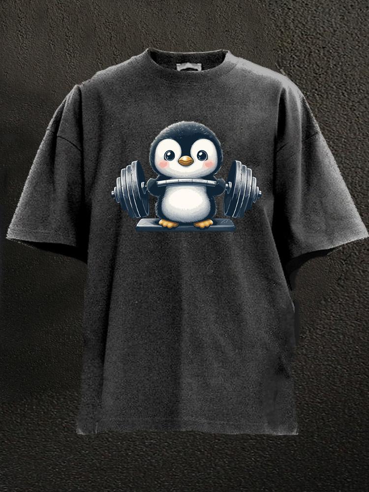 weightlifting penguin Washed Gym Shirt