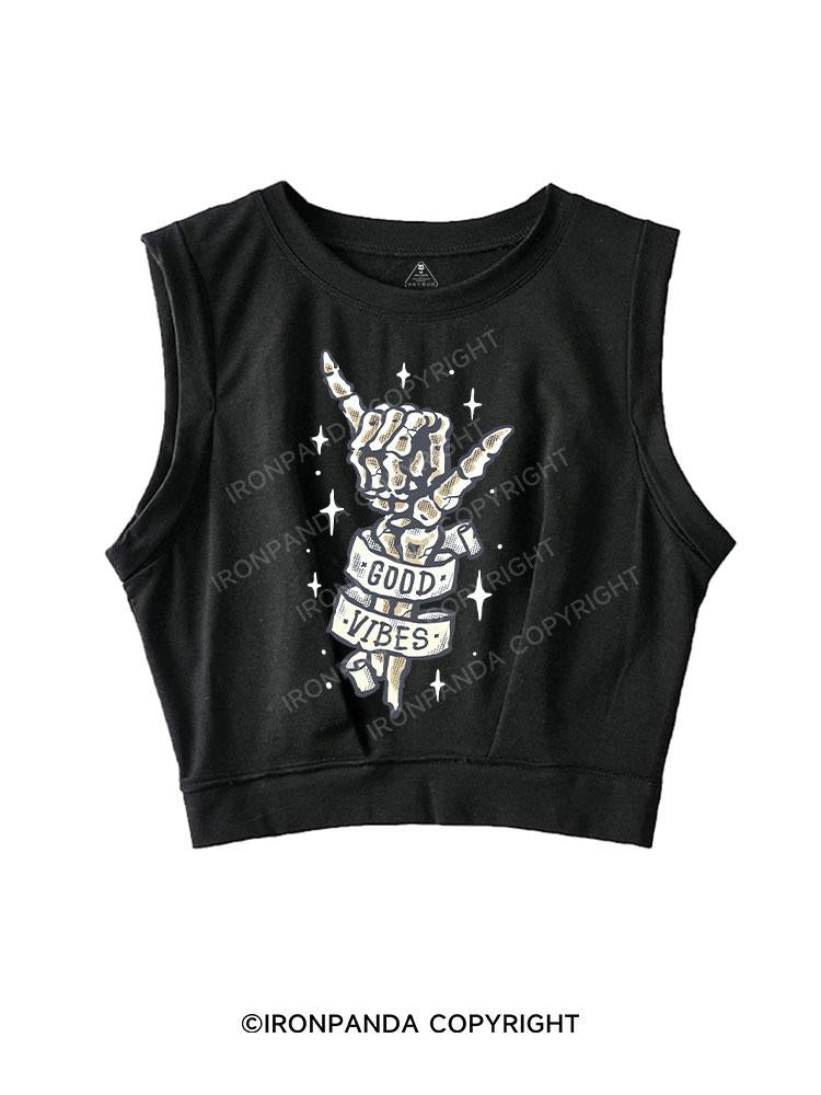 GOOD VIBES SLEEVELESS CROP TOPS