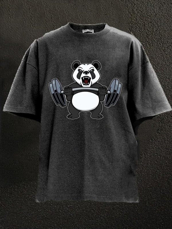 Weightlifting Panda Washed Gym Shirt