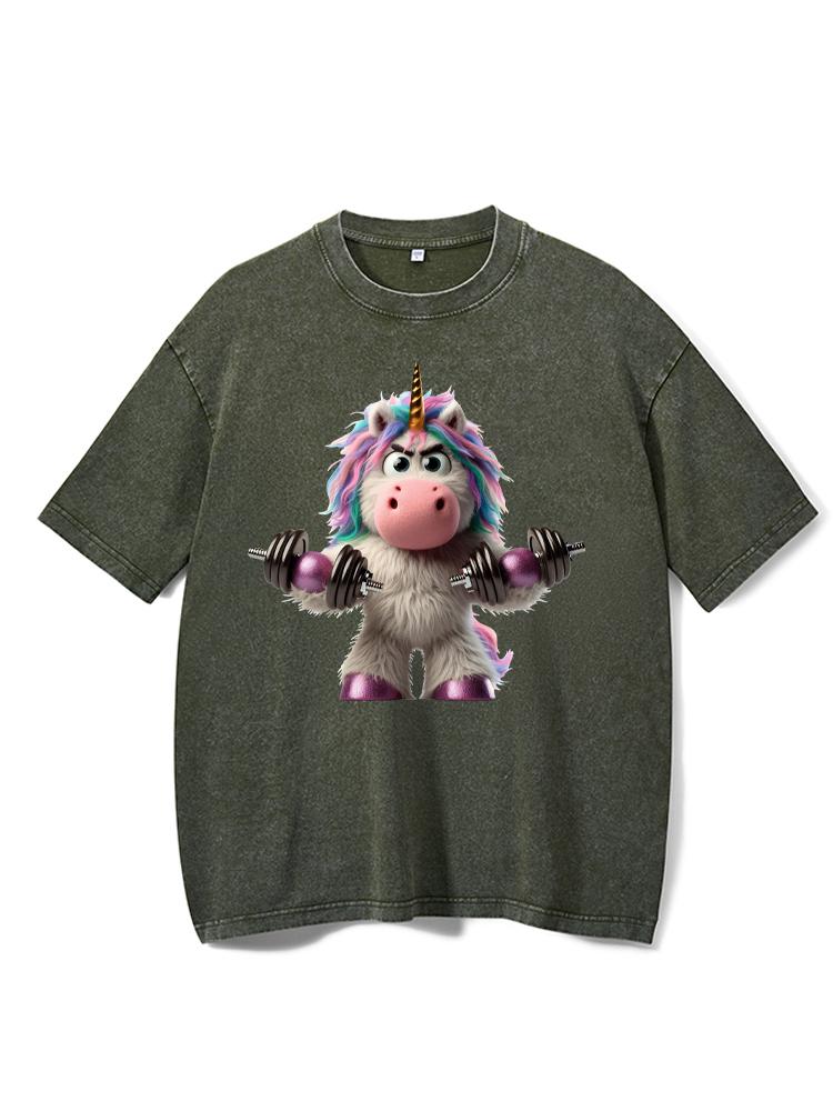 Unicorn Weightlifting Washed Gym Shirt