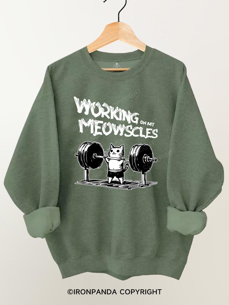 Working on My Meowscles Gym Sweatshirt