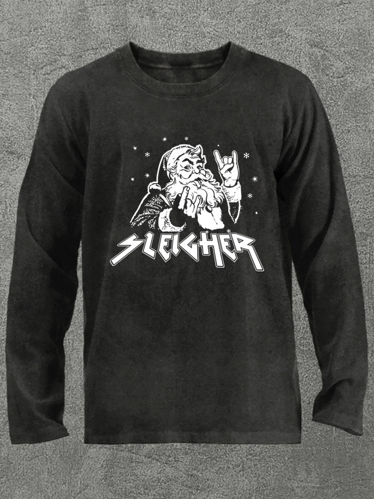 SLEIGHER SANTA CLAUS Washed Gym Long Sleeve Shirt