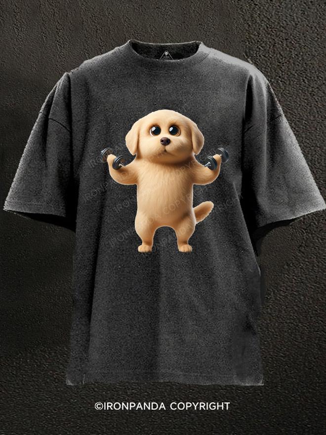 Labrador Weightlifting Washed Gym Shirt