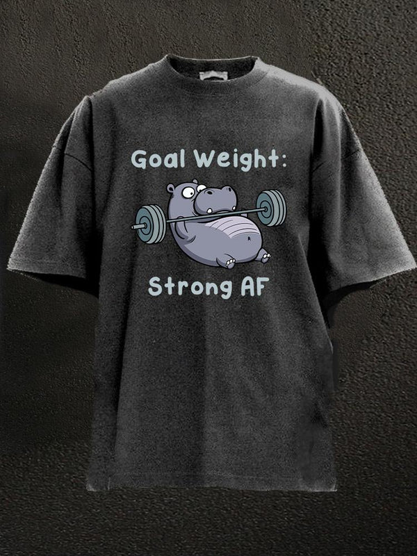 goal weight strong af hippo Washed Gym Shirt