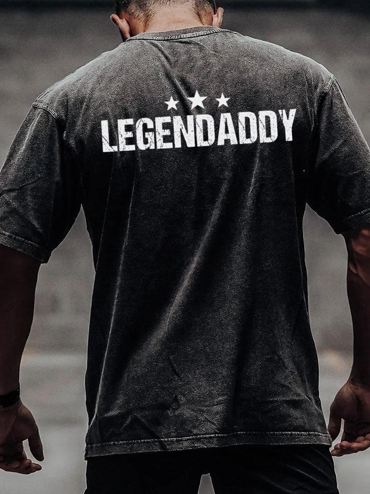 Legendaddy back printed Washed Gym Shirt