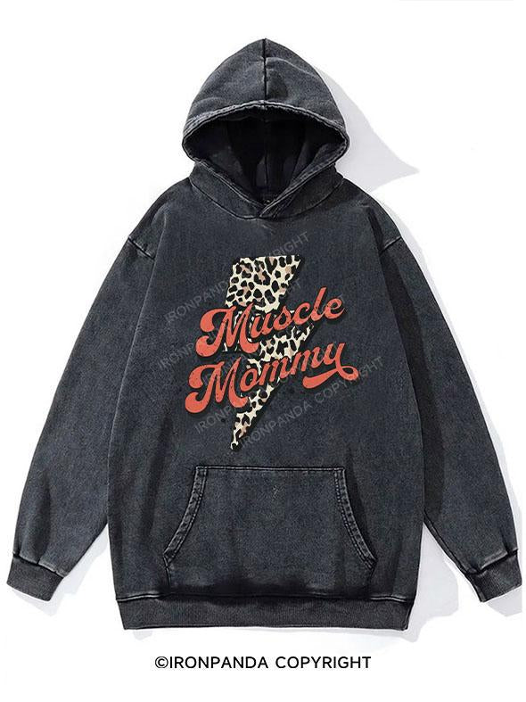 Retro Muscle Mom  WASHED GYM HOODIE