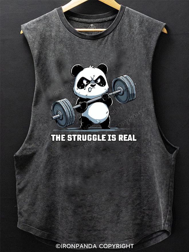The Struggle Is Real Panda Weightlifting SCOOP BOTTOM COTTON TANK