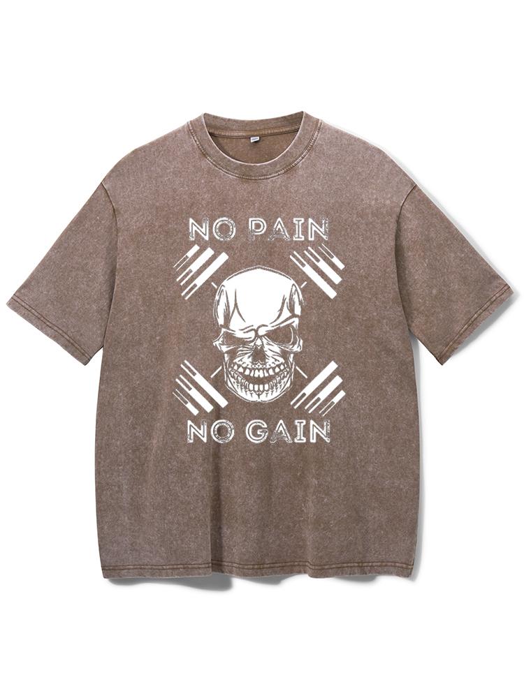No Pain No Gain Powerlifting Workout Washed Gym Shirt