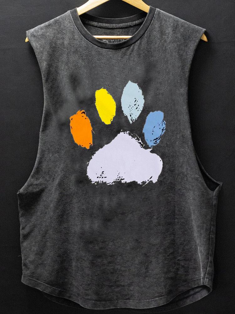 Dog Paw Print Scoop Bottom Cotton Tank